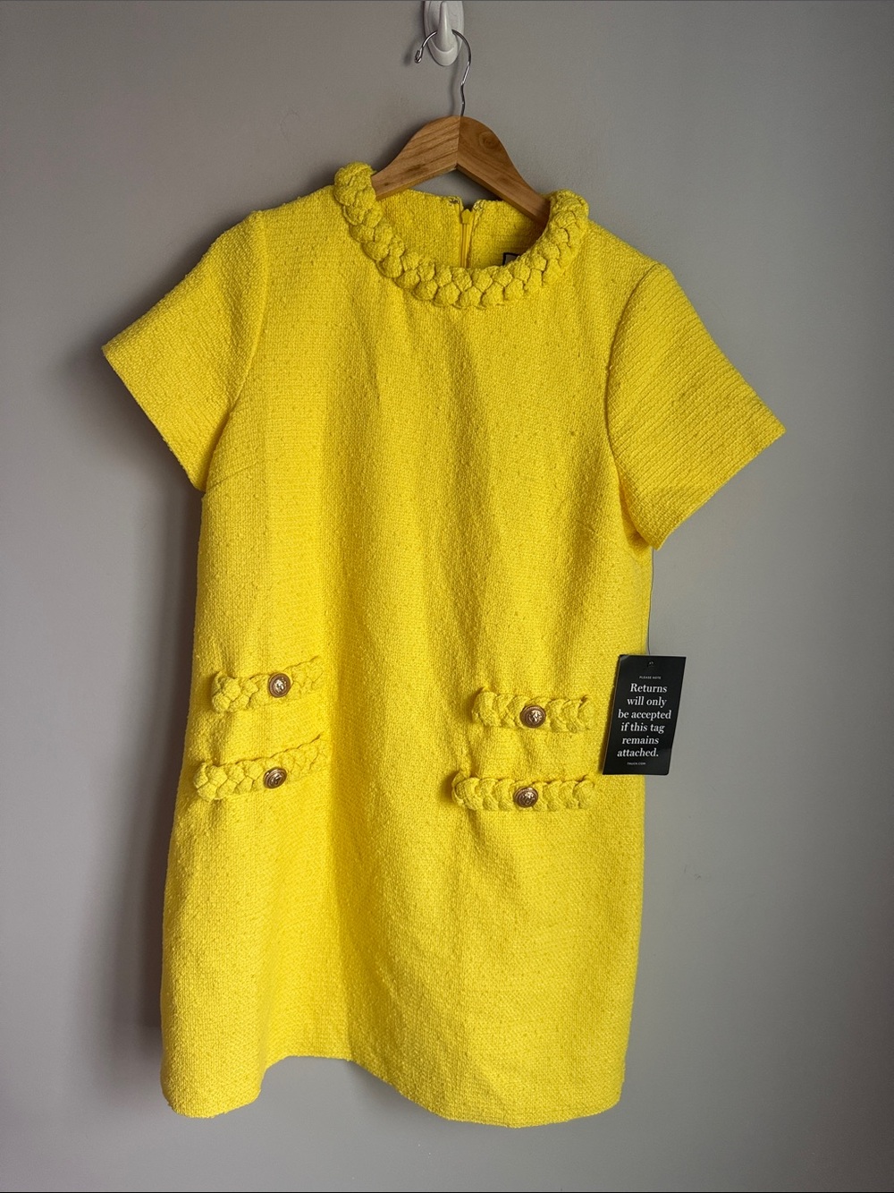 NEW TUCKERNUCK Yellow  Tweed Jackie Dress Large - Picture 2 of 7